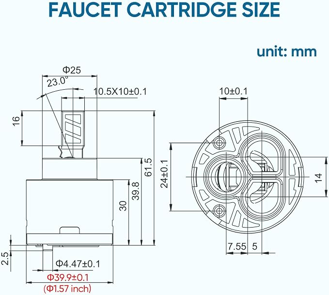 Faucet Cartridge Replacement Diameter 40mm Double Sealing - Image 6