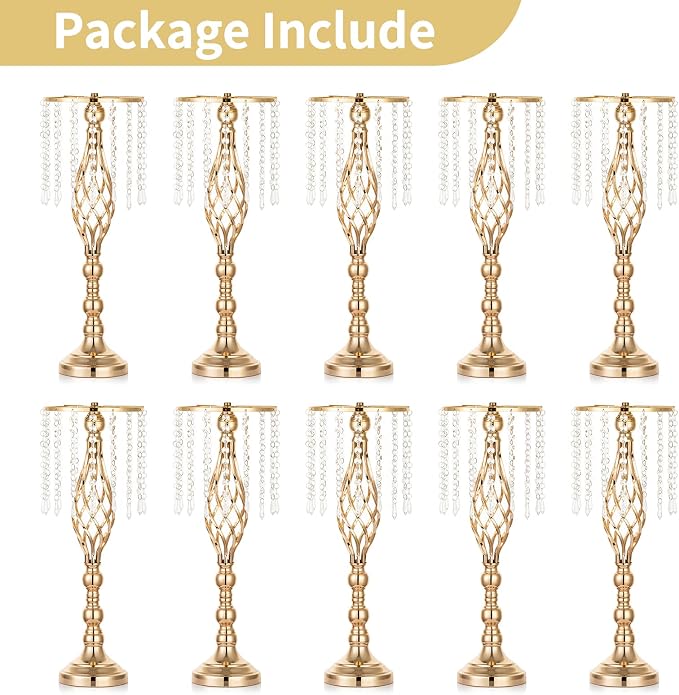Nuptio 10 Pcs Crystal Flower Stand Wedding Centerpieces - Image 8