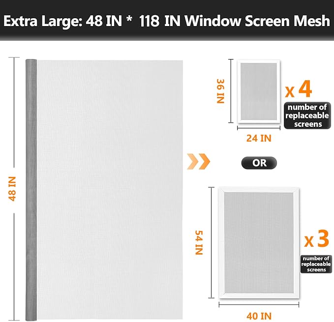 Secopad Window Screen & Screen Door Mesh Repair Kit, 48 in x 118 in, Tearproof - Image 2