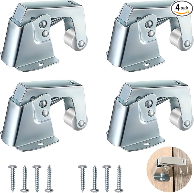 Dreyoo 4 Pack Screen and Storm Door Catch, 1-3/4 x 1-5/8 in, Sliver | Spring by Dreyoo