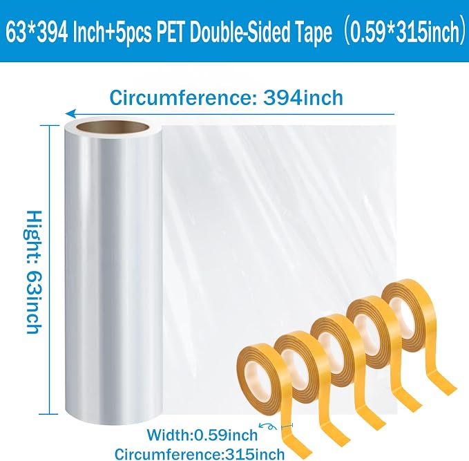 Window Insulation Kit for Winter, 63×394" Window Plastic for Winterizing | - Image 2