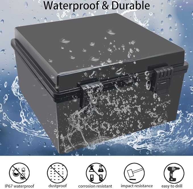 Junction Box, Hinged Black Cover IP67 Waterproof ABS Project Box - Image 2