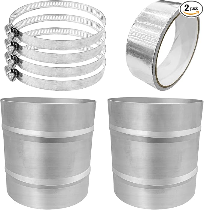 4 Inch Metal Duct Connector, Round Dryer Vent Coupler, 16FT Aluminum Foil Tape by LJZP