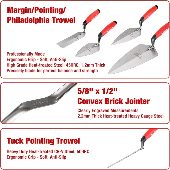 Goldblatt 12PCS Masonry Tool Set, Brick Laying Tools - Image 5