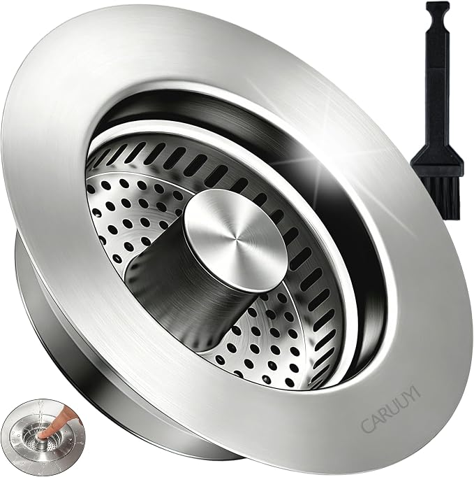 Kitchen Sink Drain Strainer for 3-1/2 Inch Drain Hole, 3-in-1 304 Stainless by Unknown