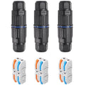 3PCS IP68 Waterproof Electrical Cable Connector, Outdoor 2 Way Junction Box by MELIFE