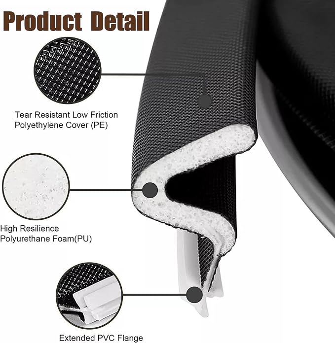 YZGJM Door Frame Kerf Non-Adhesive Weather Stripping Seal Strip PU Foam - Image 3