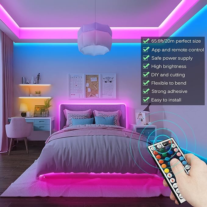 Tenmiro Led Lights for Bedroom, Music Sync LED Rope Lights APP Control - Image 3