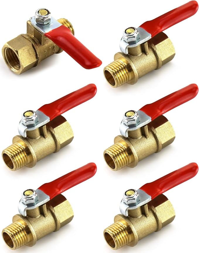 QWORK Ball Valve, 6 Pack 1/4" Heavy Duty Brass Ball Valve Shut Off Switch - Image 7