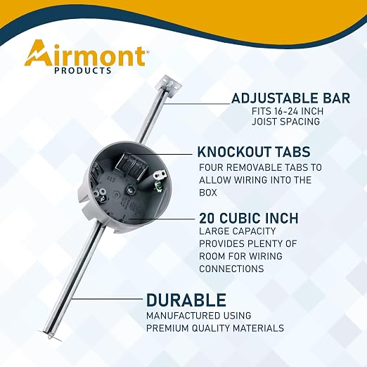 Round PVC Electrical Box with Adjustable Bar, - Image 5