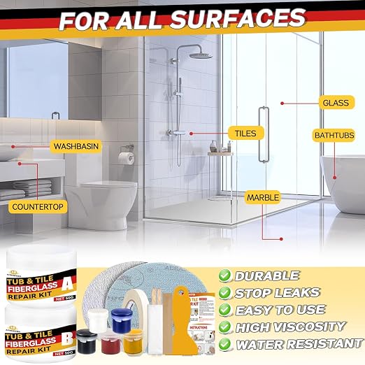 Bath Tub Repair Kit White, FiberglassTub and Shower Repair Kit - Image 7