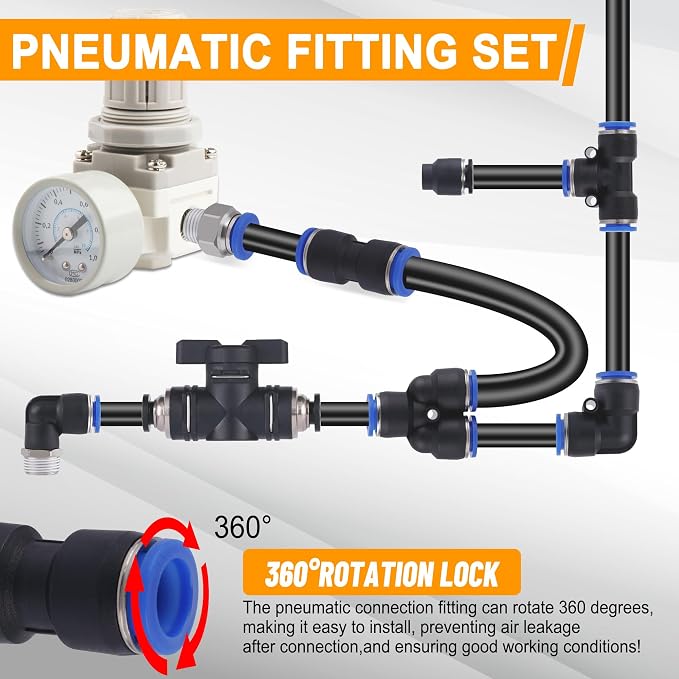 200 PCS Pneumatic Quick Connect Air Hose Fitting Kit | 1/8" 1/4" 3/8" 1/2" NPT - Image 4