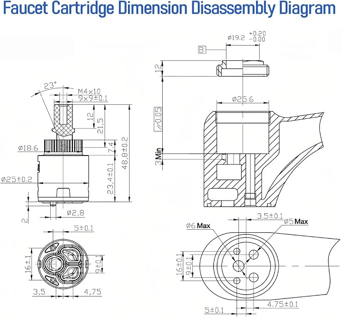 N25DW 25mm Ceramic Faucet Cartridge, - Image 7