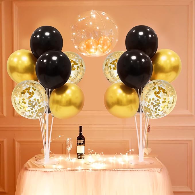 ZJDHPTY 5Set Black and Gold Balloon Stand Centerpiece Table Decorations | - Image 6