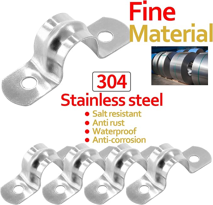 Piutouyar 50 Pack 12mm Two Hole Strap U Bracket, 1/2 Inch | 304 Stainless Steel - Image 3