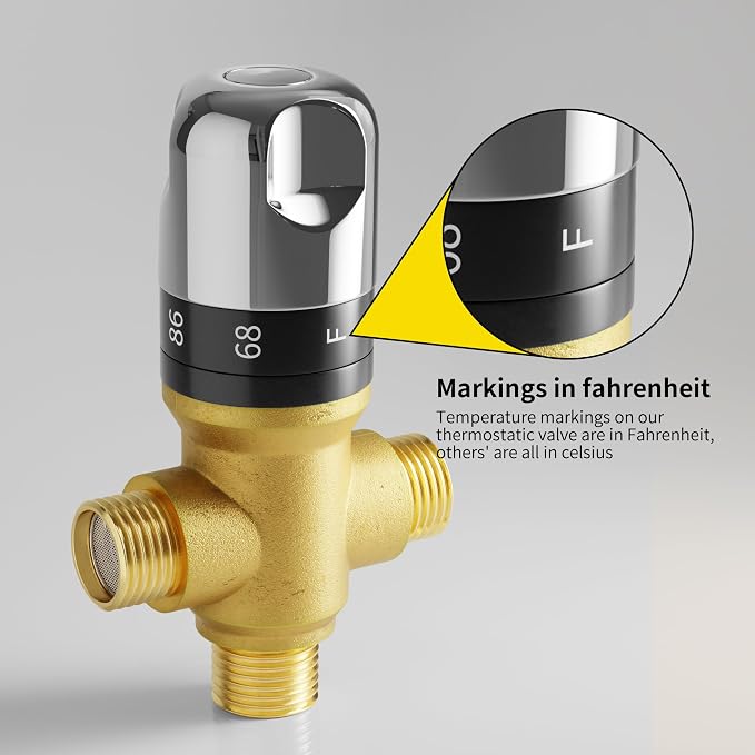 FUGO Thermostatic Mixing Valve, 1/2 NPT Solid Brass Temperature Control Valve - Image 3