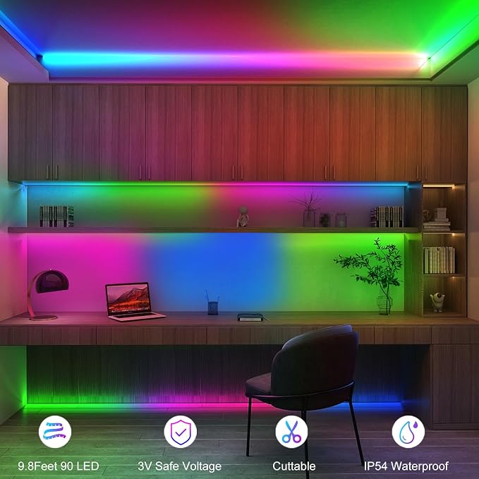 echosari 9.8FT 90Led RGB Strip Lights Battery Powered Remote Control, 8 Modes - Image 4
