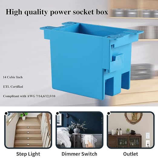 12 Pack Single Gang Electrical Outlet Box, Old Work Box, 14 Cubic Inch Plastic - Image 5