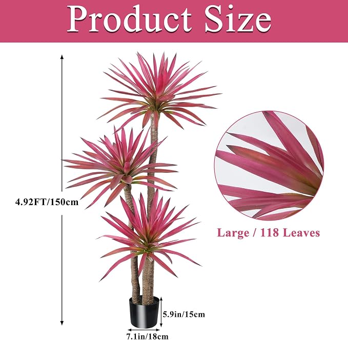 GTIDEA 4.82 FT Artificial Agave Plant Fake Tree in Plastic Pot | Realistic Tall - Image 2