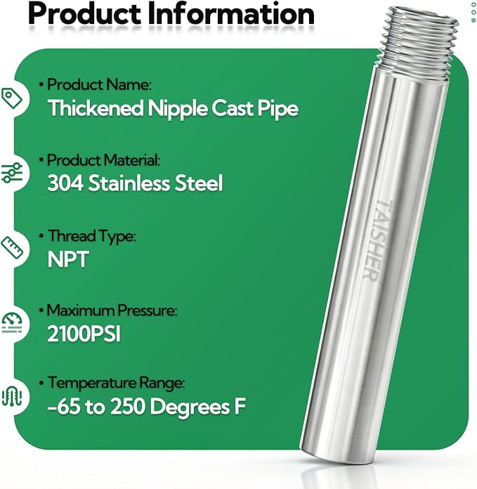 2pcs Thickened Nipple Cast Pipe 1/4" MNPT x 1/4" FNPT - Image 3