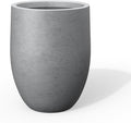 Kante Large Round Bullet Pale Gray Concrete Planter 21.7" Tall, Outdoor | by Unknown