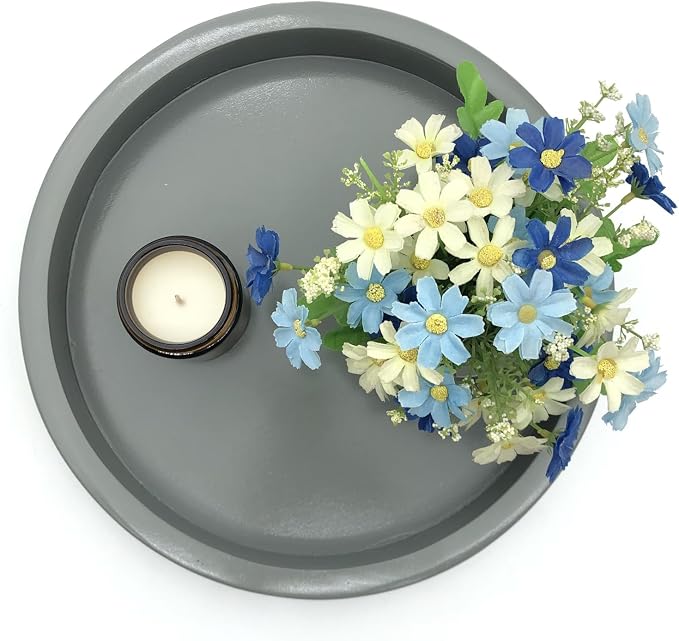 Carah & Cossh Round Wooden Tray, Round Modern Decorative Tray - Image 4