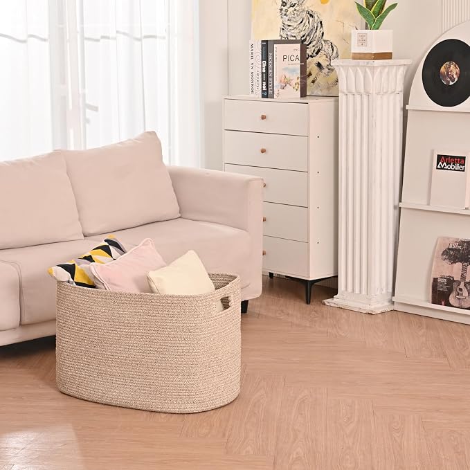 ICERZCZ Large Storage Basket for Organizing, Blanket Basket for Living Room - Image 6