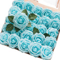Artificial Flowers 50pcs Real Looking Aqua Blue Foam Fake Roses by Floroom