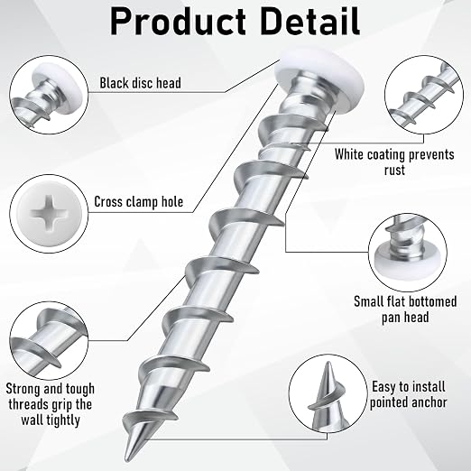 Blulu 200 Pcs Drywall Anchors 1/4 x 1-1/2 Inch Pan Head Alloy Steel Light Wall - Image 3