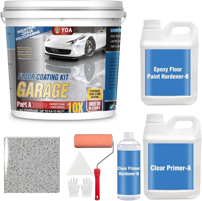 YOA Epoxy Colored Sand Floor Paint Kit | 100% Solids Content by YOA