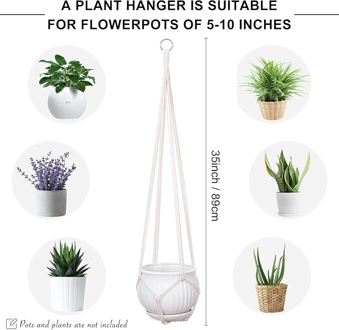 YIBOT 2 Pack 35" Macrame Plant Hangers, Hanging Planters - Image 3