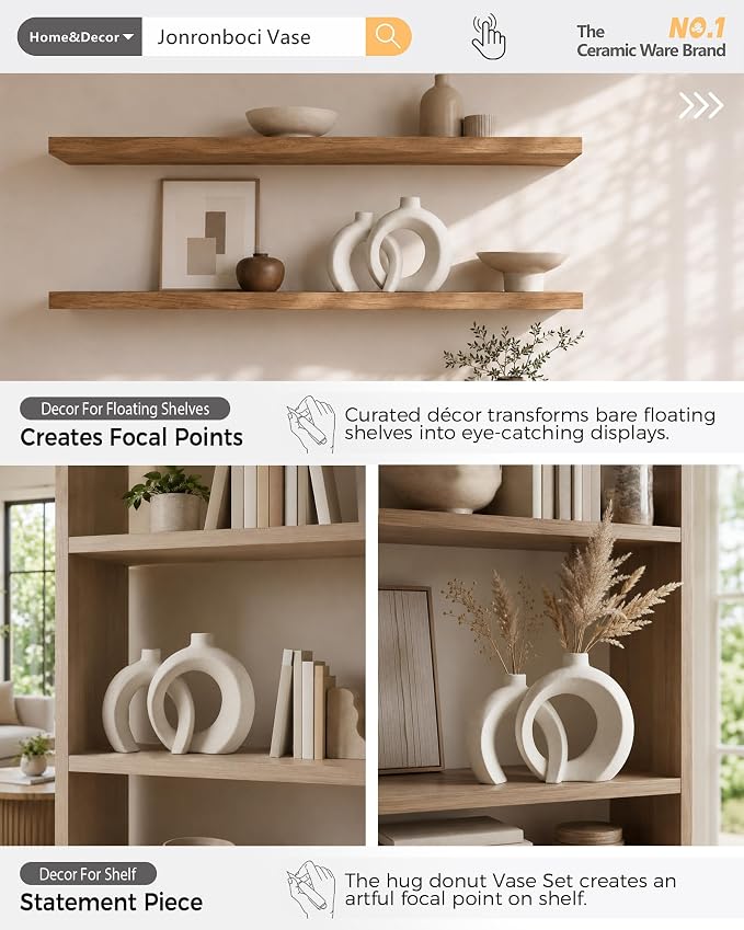 Interlocked Decorative Vase Set of 2 | Matte Sand-Textured Ceramic Vases - Image 7