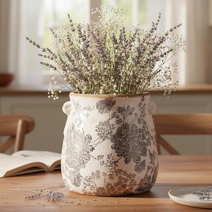 Tuscan Ceramic Planter & Vase, 6.68" Indoor/Outdoor Decorative Plant Pot | - Image 5