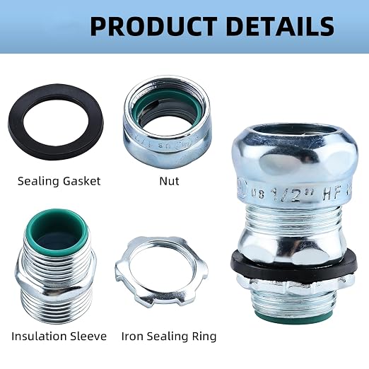 1/2 Inch EMT Raintight Compression Connector, Zinc Plated Steel Electrical - Image 4
