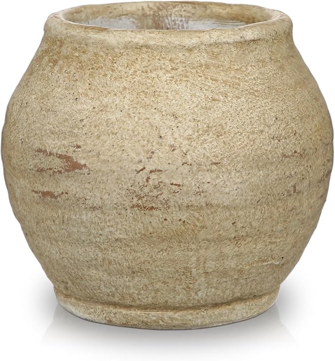 Briful Rustic Ceramic Decorative Vase, Farmhouse Textured Tabletop Vase | Wabi by Briful