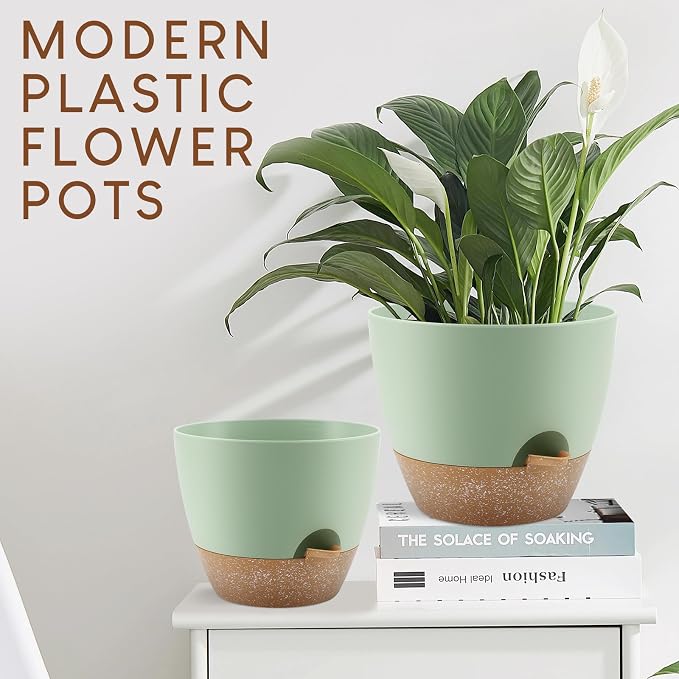 YNNICO Plant Pots 10/9/8/7.5/7 inch, Self Watering Planters - Image 6