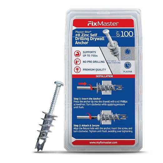 #8 Zinc Plaster Bite Self-Drilling Drywall Anchors w/Screws – Heavy Duty Zinc by Unknown