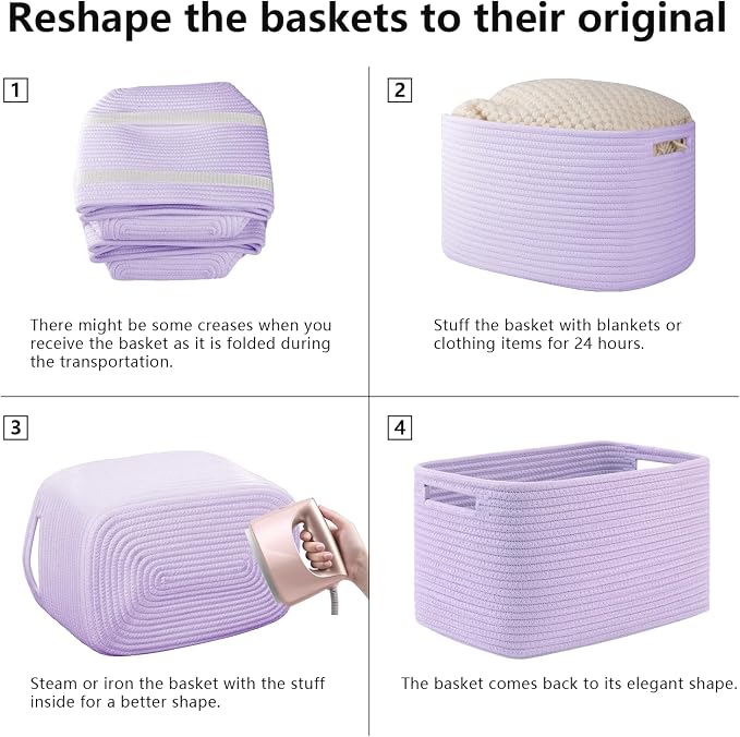 OIAHOMY 4 Pack Storage Baskets for Organizing 15L Cube Storage Bins Purple | - Image 7