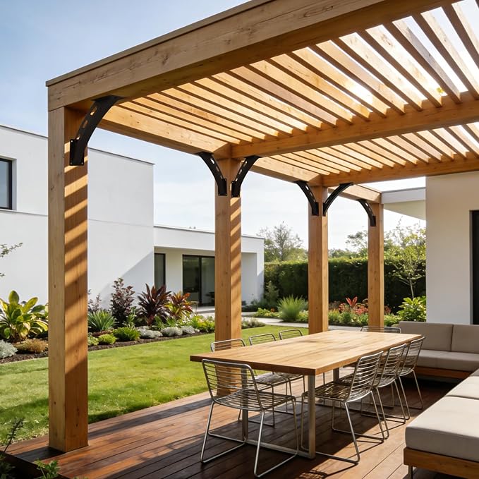 8-Pack 45 Degree Curved Pergola Beam Corner Support Brackets | Bent arc frame - Image 4