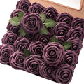 Artificial Flowers 25pcs Real Looking Plum Foam Fake Roses by Floroom