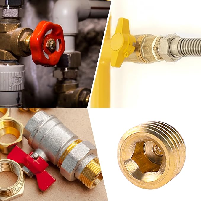 10 PCS 1/4" NPT Male Pipe Plug Fitting Set Brass Hex Counter Sunk Plugs - Image 3