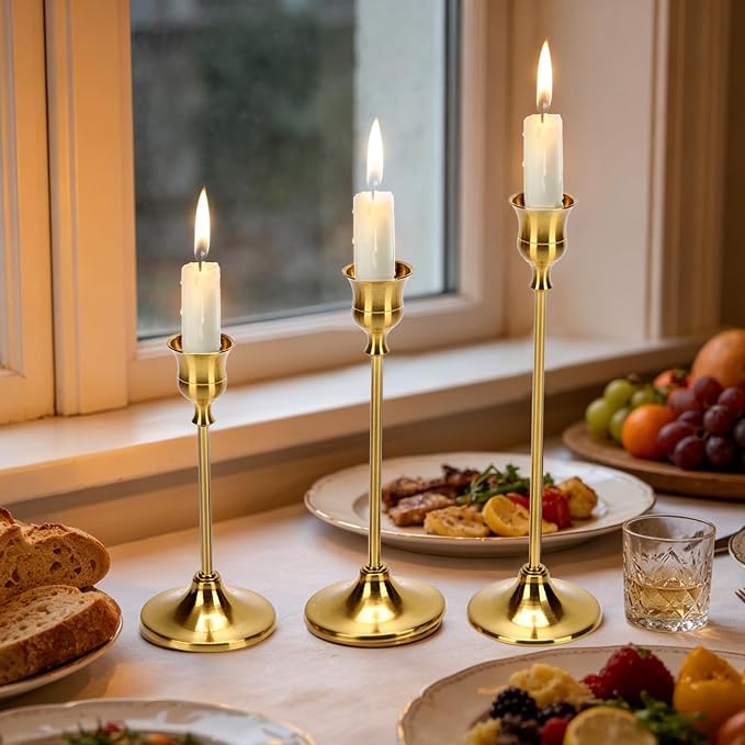 48PCS Brass Gold Taper Candle Holders Set, Centerpiece, Festive Mantel - Image 7