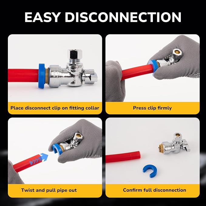 6 Pack Angle Stop Valve, 1/2" PTC x 3/8" OD Compression, Toilet Water Shut Off - Image 9
