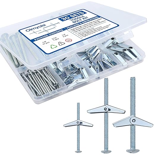 30 Sets Toggle Bolts for Drywall, Heavy Duty Metal Drywall Anchors Kit – 1/4" by Unknown