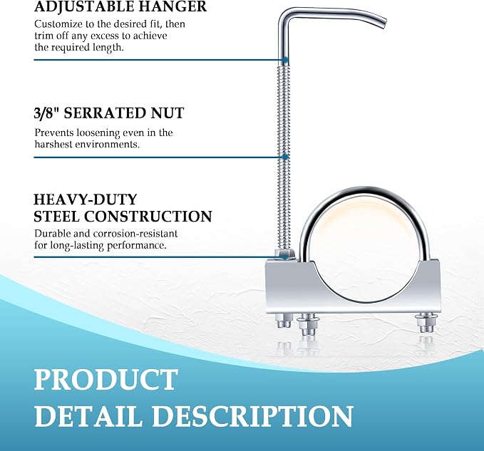 2.5 inch Exhaust Clamp with Hanger, Heavy Duty Exhaust Hanger with Clamp - Image 5