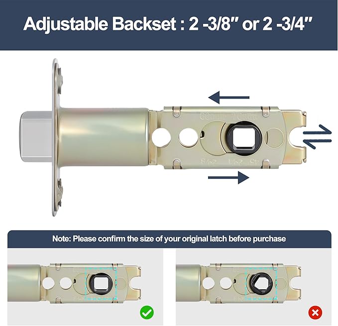 Brushed Nickel 2 Pack Door Lock Parts, Adjustable Door Latch Replacement - Image 5