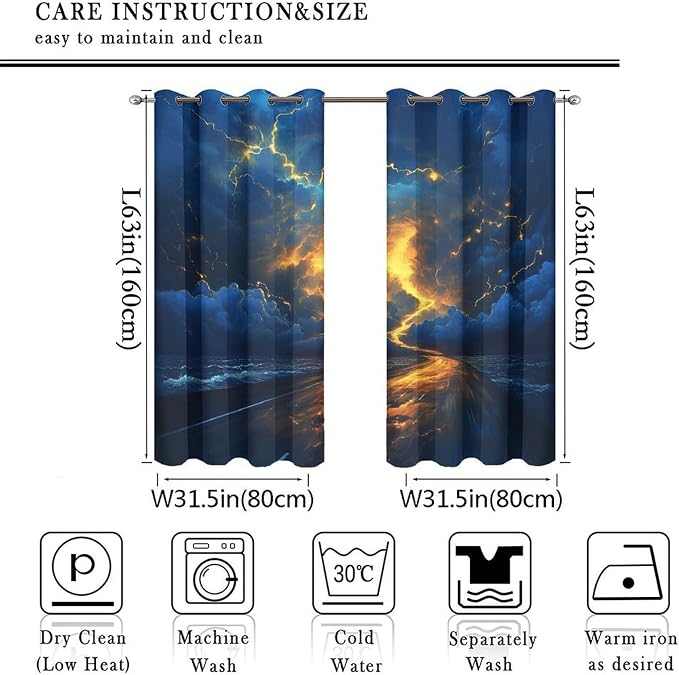 Nature Tornado Lightning Blackout Curtains - Image 2
