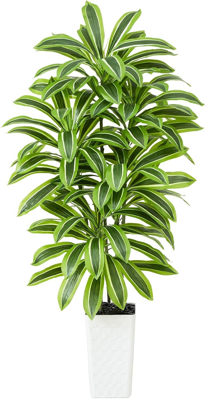 Artificial Yellow Dracaena Tree Indoor, 5FT Tall Fake Floor Plants by TXABL