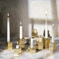 LETINE 12pcs Gold Vertical Stripe Glass Candlestick Holders by LETINE