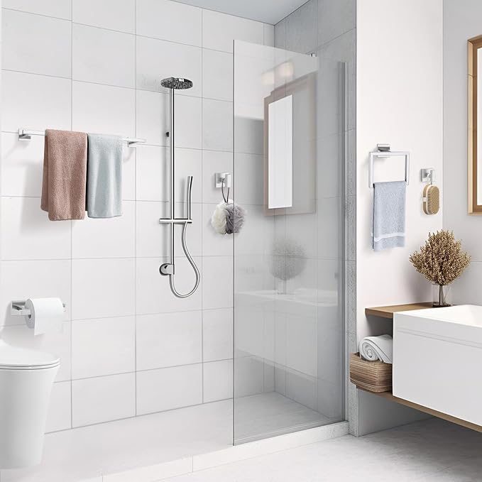 TQKAG 5-Piece Bathroom Hardware Set, Brushed Nickel Classic Wall Mounted - Image 8